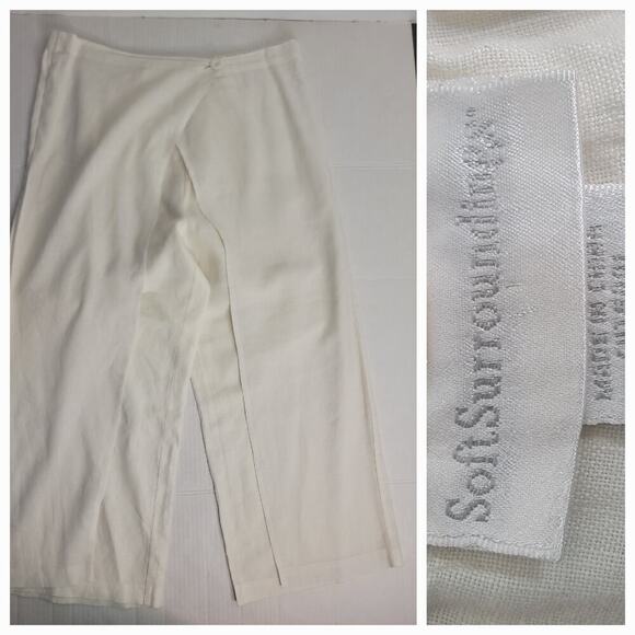 Soft Surroundings Pants Womens XL Petite Linen Wide Leg Gauze Coastal Lagenlook - Picture 1 of 9